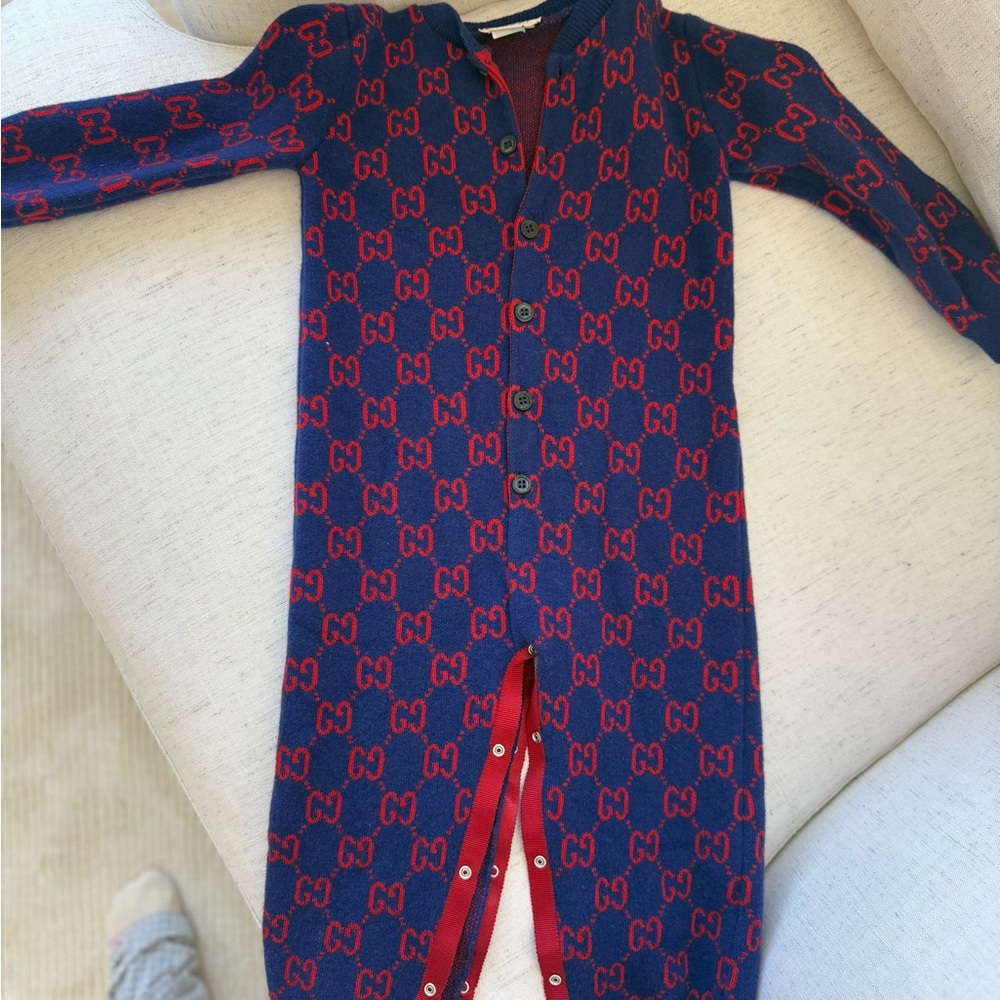 Gucci Blue and Red Baby Onesie 18-24M
